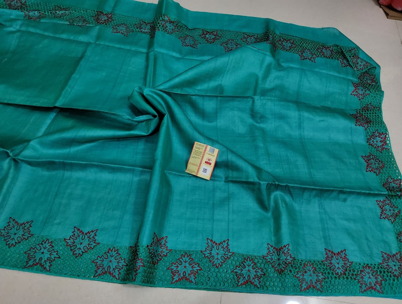 Tussar silk cutwork saree SILK ZONE