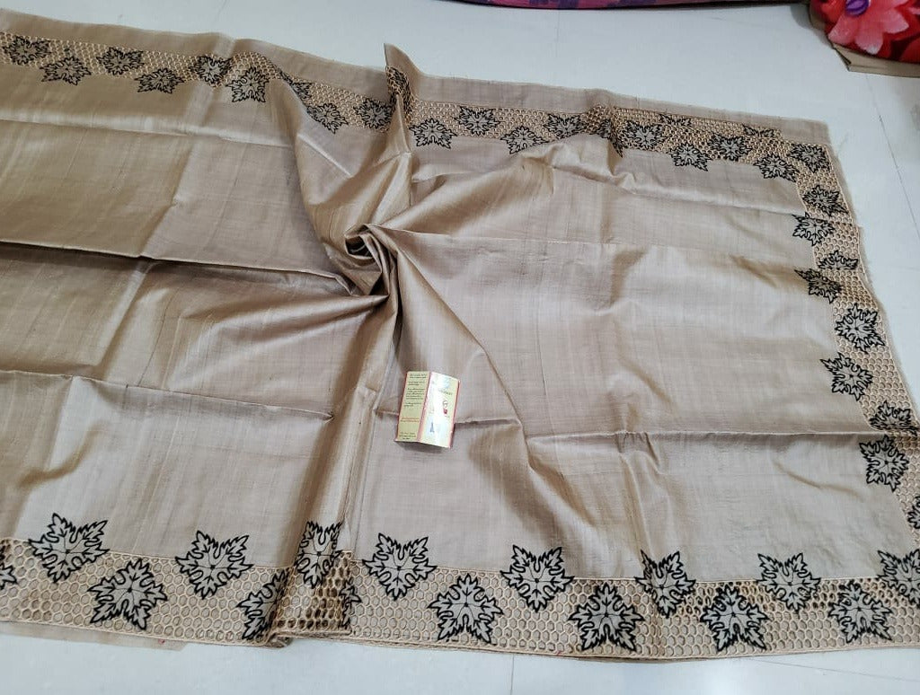 Tussar silk cutwork design SILK ZONE