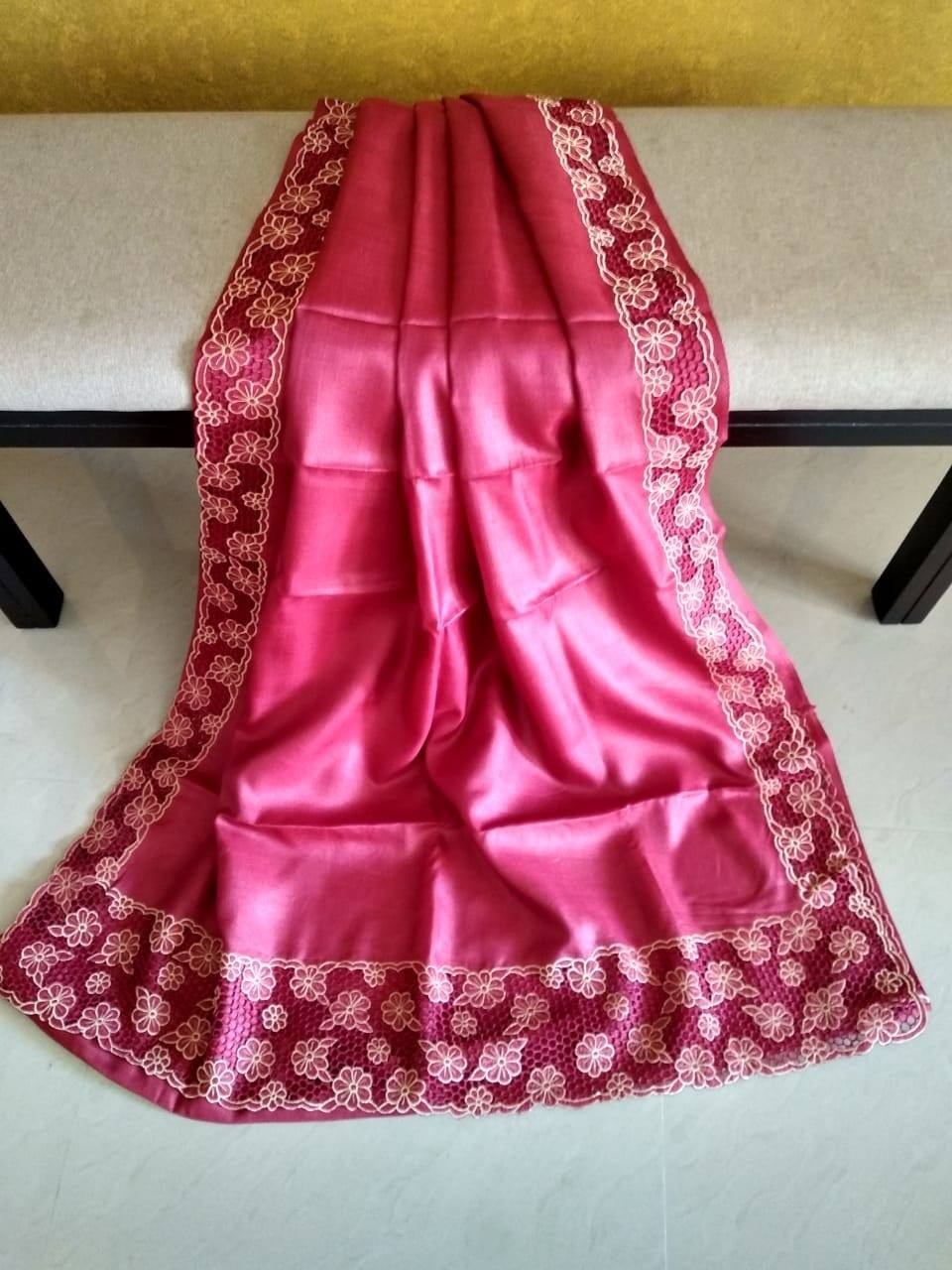 Tussar silk cutwork Saree SILK ZONE