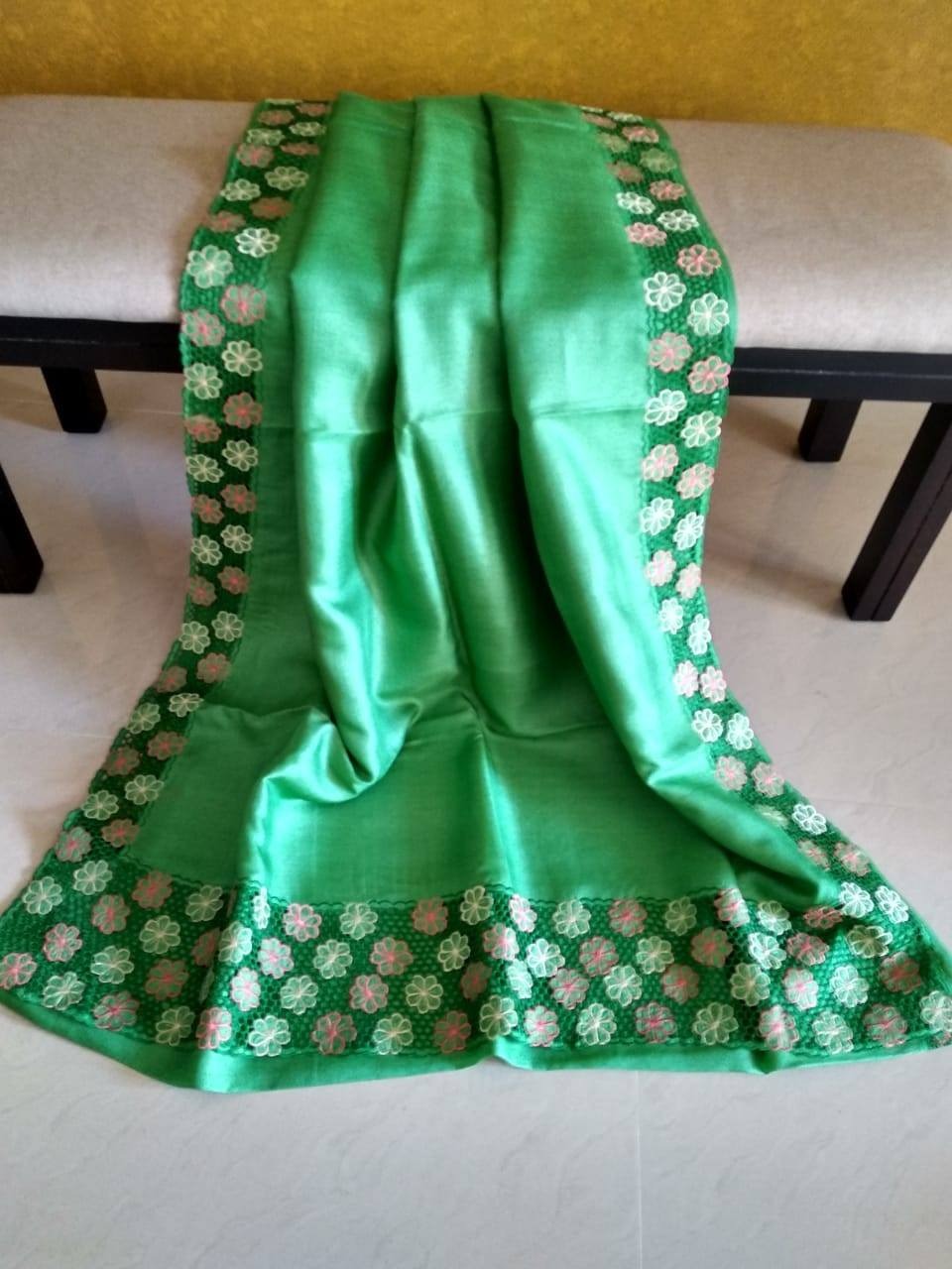Tussar silk cutwork saree SILK ZONE