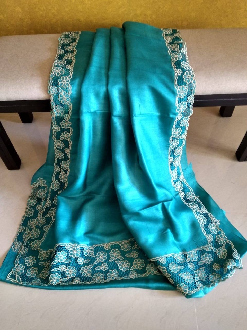 Tussar silk cutwork saree SILK ZONE
