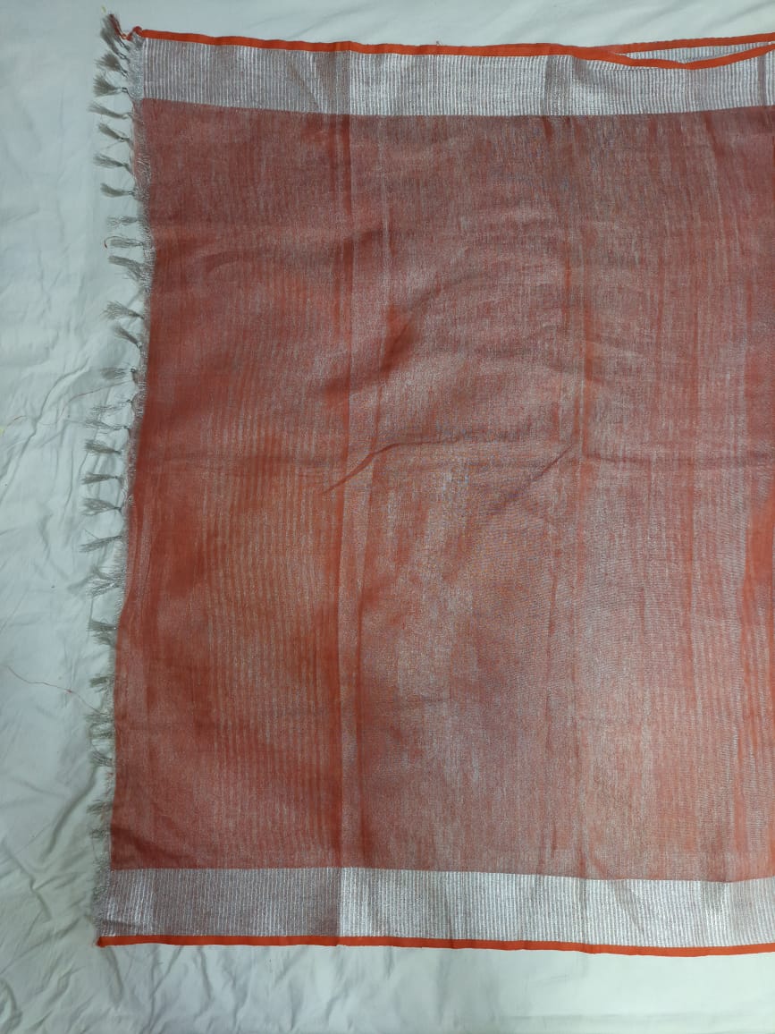 Tissue linen embroidery saree SILK ZONE