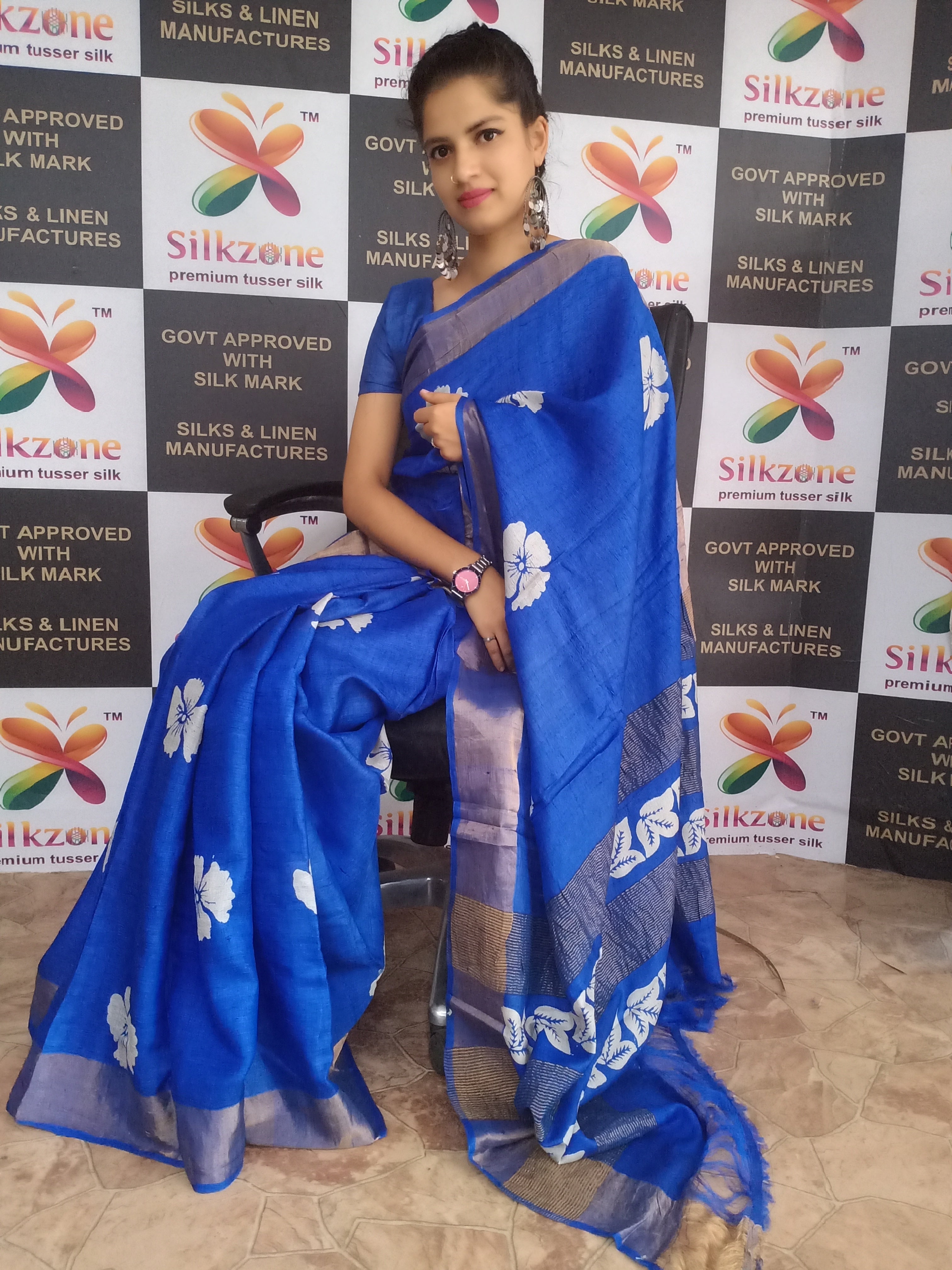 Pure Tussar Silk print saree