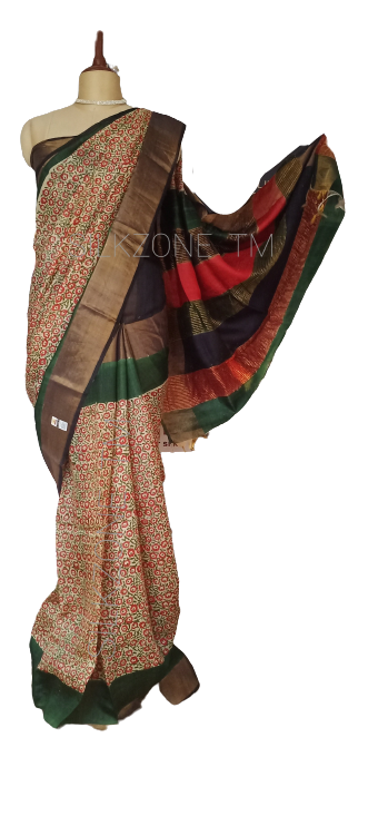 Pure Tussar Silk print saree