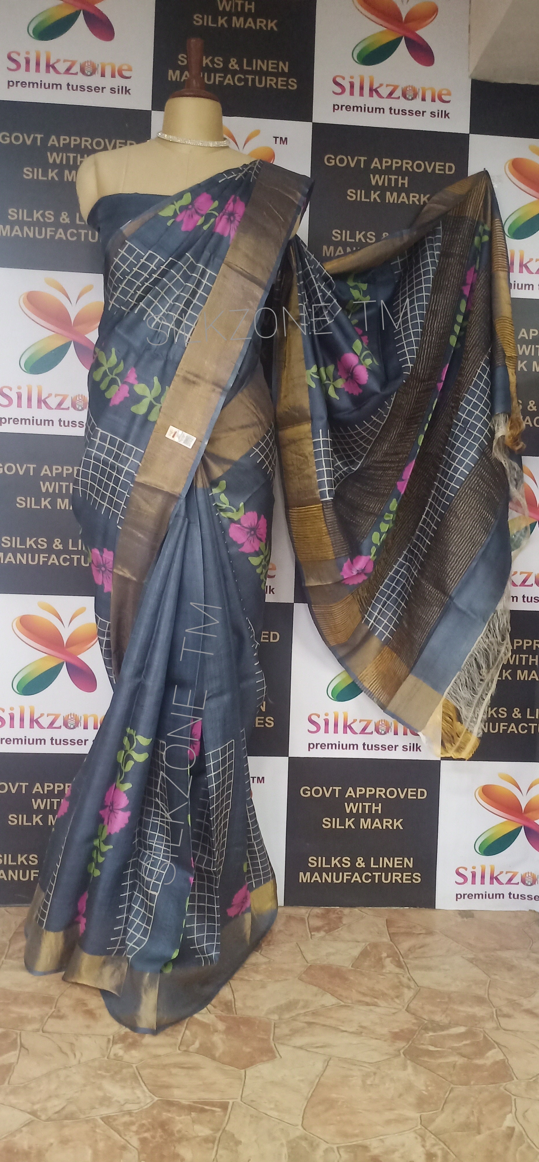 Pure Tussar Silk print saree