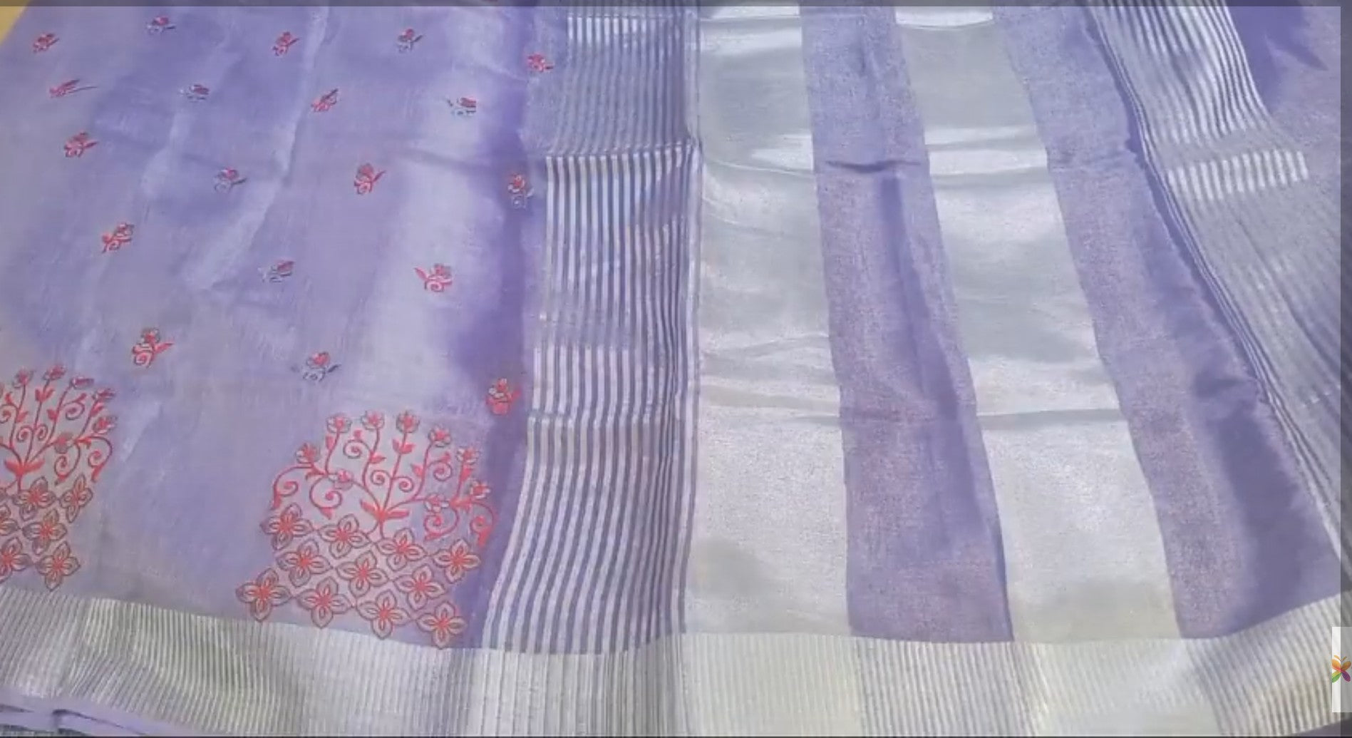 Tissue linen embroidery saree SILK ZONE