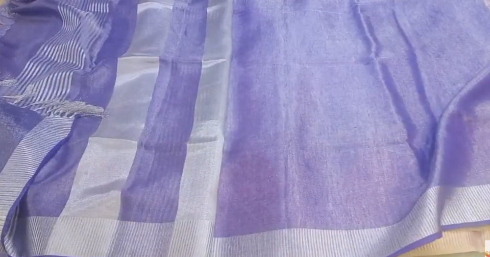 Tissue linen embroidery saree SILK ZONE