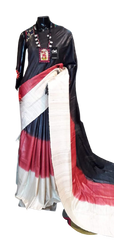Pure tussar ghicha triple colour zari border saree SILK ZONE